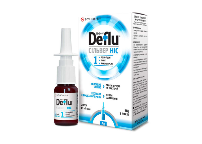 Дефлю Сильвер 15 мл, спрей назальный