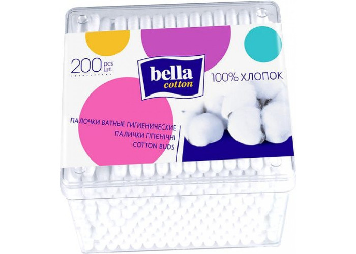 Палочки ватные № 200, пластик квадратная