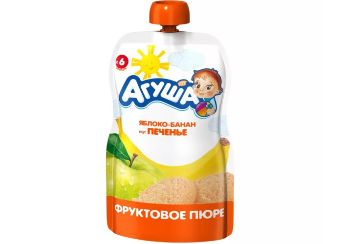 Пюре Агуша яблоко-банан-печенье 90 г