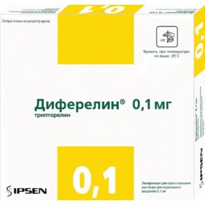 Диферелин 0,1 мг № 7, лиофилизат для инъекций с растворителем