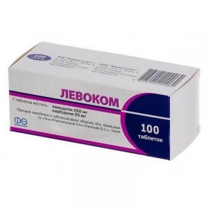 Левоком 250 мг/25 мг № 100, таблетки
